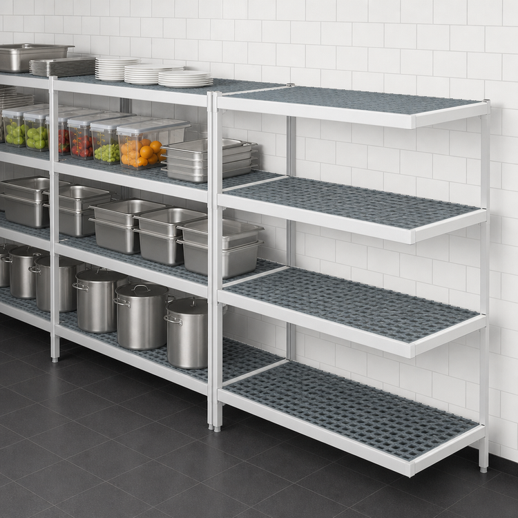 Product image #3 for Fermostock 4-Tier Polymer Shelving Add-On Expansion Kit, 83-Inch H x 31-Inch W x 14-Inch D