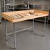 Thumbnail image #3 for BK Resources 96-Inch x 30-Inch Bakers Table with Galvanized Open Base and Hard Maple Top