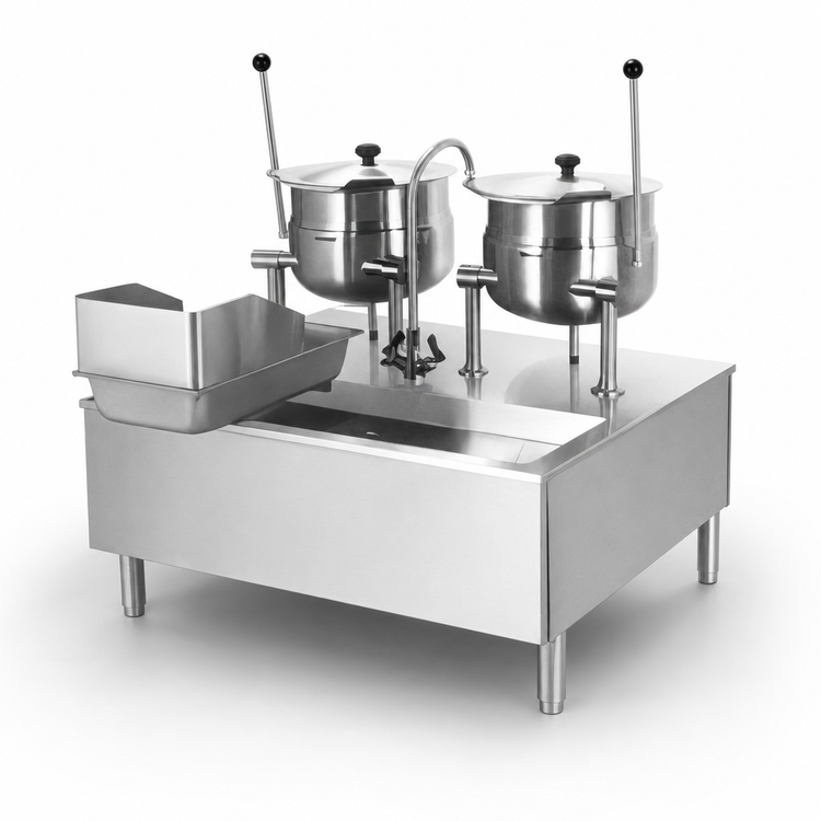 Product image #3 for Cleveland Range SD1200K612 Stand-Mounted Direct Steam Kettle/Cabinet Assembly with 6-Gallon and 12-Gallon Kettles