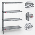 Thumbnail image #3 for Eagle Group Valu-Master A4-63-2148V 4-Tier Add-On Wire Shelving Unit, 48W x 21D x 63H, Gray Epoxy