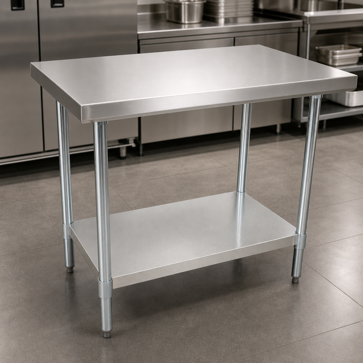 Product image #3 for BK Resources 60-Inch x 24-Inch 16-Gauge 304 Stainless Steel Work Table with Adjustable Undershelf
