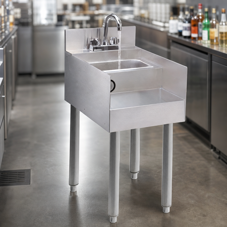Product image #3 for Advance Tabco Special Value Series 18-Inch Freestanding Underbar Blender Station with Dump Sink and Splash Mount Faucet