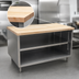 Thumbnail image #3 for BK Resources 60 Inch x 36 Inch Hard Maple Top Chef Table with Open Front Stainless Steel Cabinet Base
