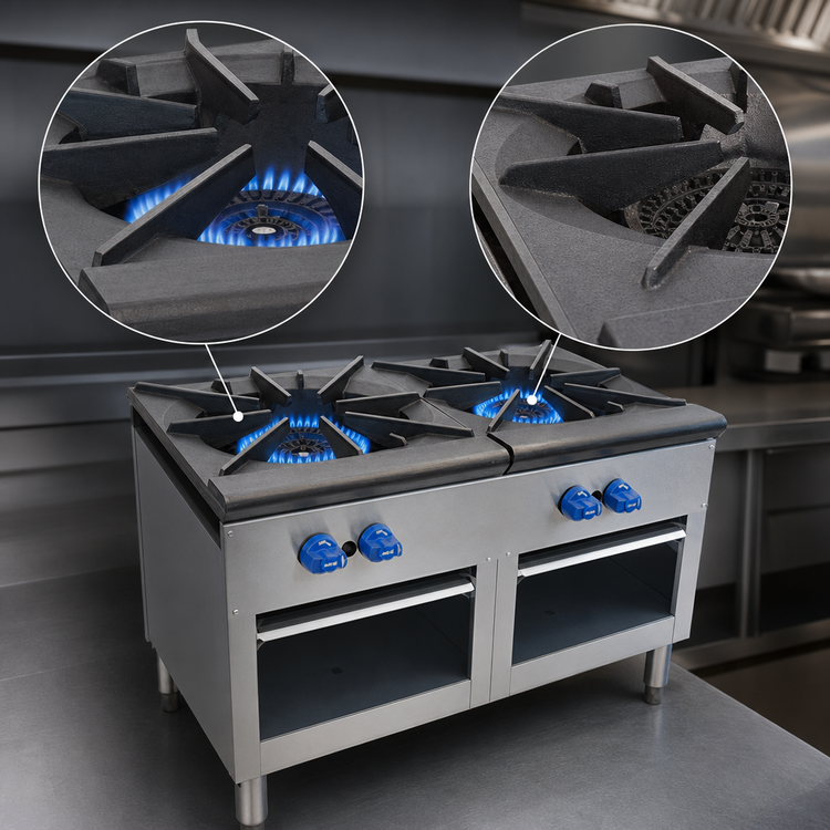 Product image #3 for Comstock-Castle CSP36 36-Inch Gas Stock Pot Range with Double Venturi Cast Iron Burners and Open Front Cabinet Base