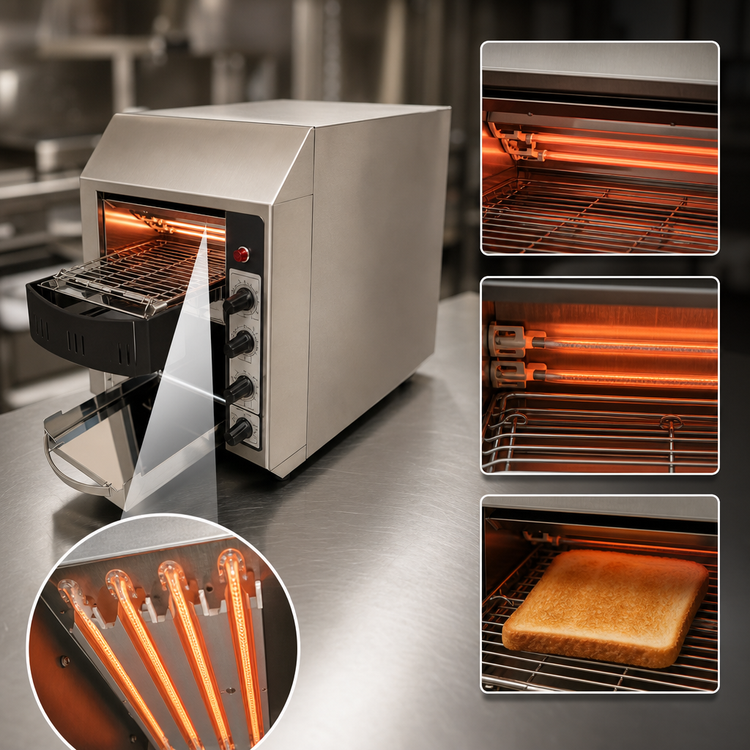 Product image #3 for BakeMax Countertop Conveyor Toaster with 1-Slice Feed, 180 Pieces/Hour, 120V