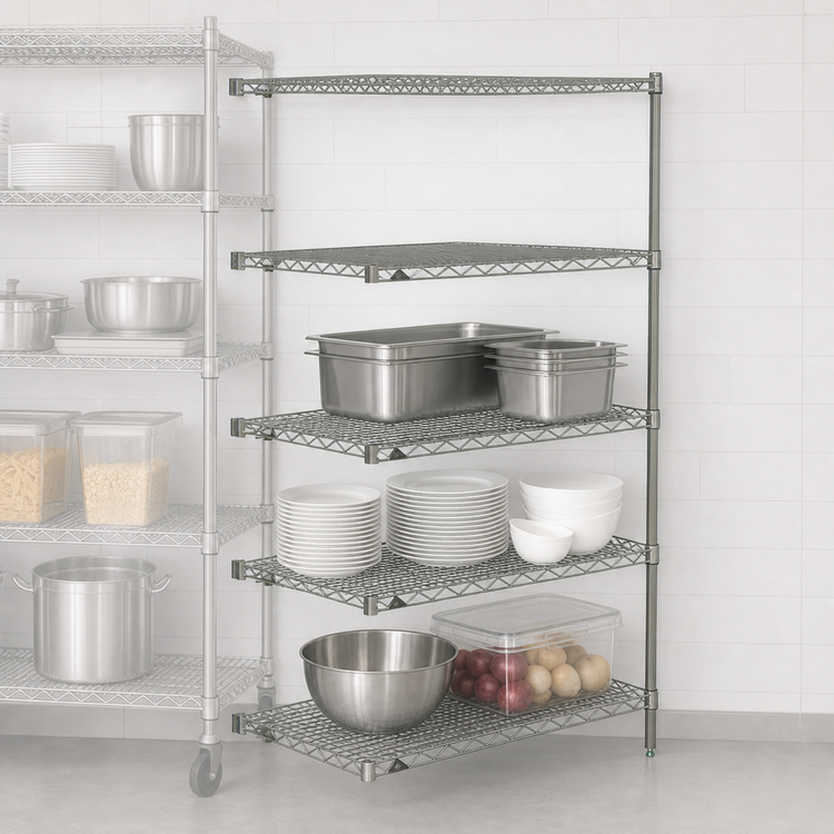 Product image #3 for Metro Super Erecta 42" x 24" x 63" Chrome-Plated Add-On Wire Shelving Unit with 4 Shelves
