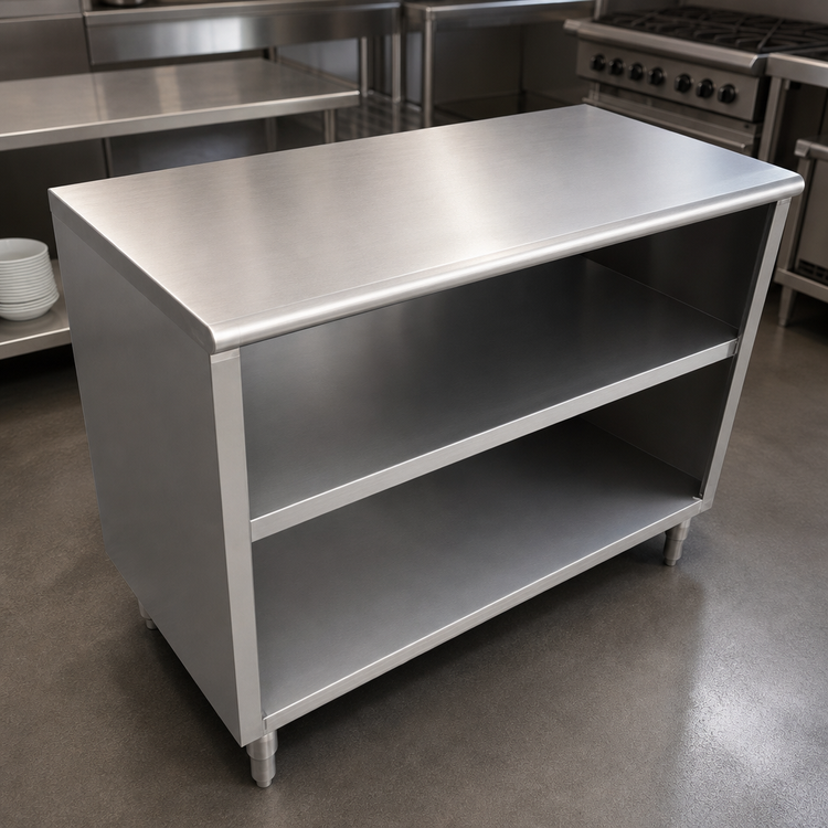 Product image #3 for Omcan USA 72-Inch Stainless Steel Dish Cabinet with Flat Top and Fixed Mid-Shelf