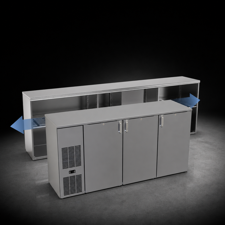 Product image #3 for Glastender CP1FB72 72-Inch Three-Section Pass-Thru Front-Serviced Back Bar Cooler