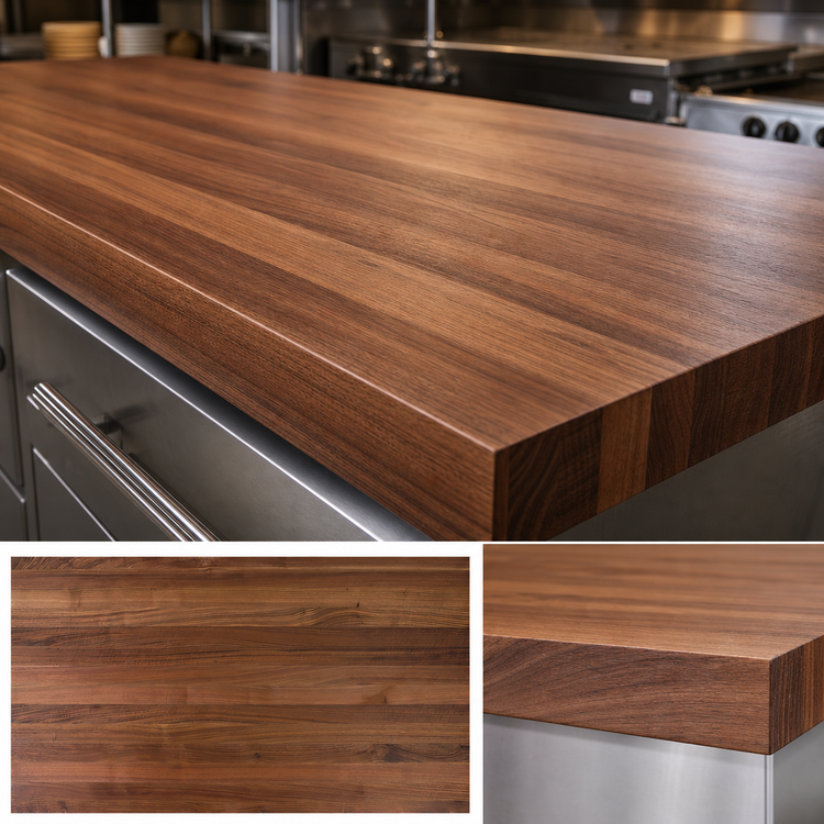 Product image #3 for John Boos Boos Block American Black Walnut Edge Grain Kitchen Countertop with Penetrating Oil Finish, 108 x 42 x 3 Inches