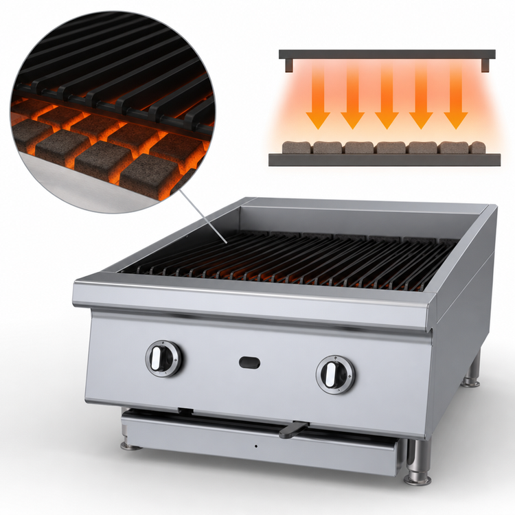 Product image #3 for Garland 24-Inch Countertop Gas Ceramic Briquette Charbroiler with Adjustable Cast Iron Grates