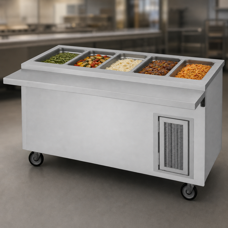 Product image #3 for Randell 72-Inch Mobile Electric Hot Food Table with 5 Wells and Open Storage Base