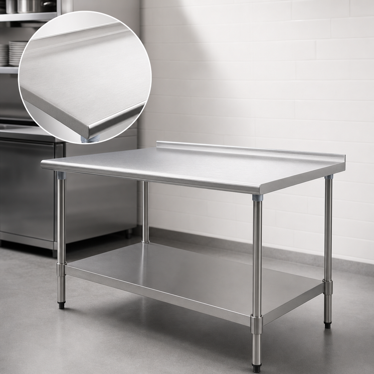 Product image #3 for BlendPort® Budget Series 30" x 30" Stainless Steel Corner Work Table with Rear Upturn and Adjustable Undershelf