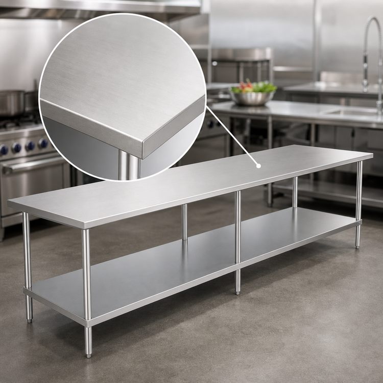 Product image #3 for Sapphire Manufacturing 120 Inch x 36 Inch Stainless Steel Work Table with Adjustable Undershelf