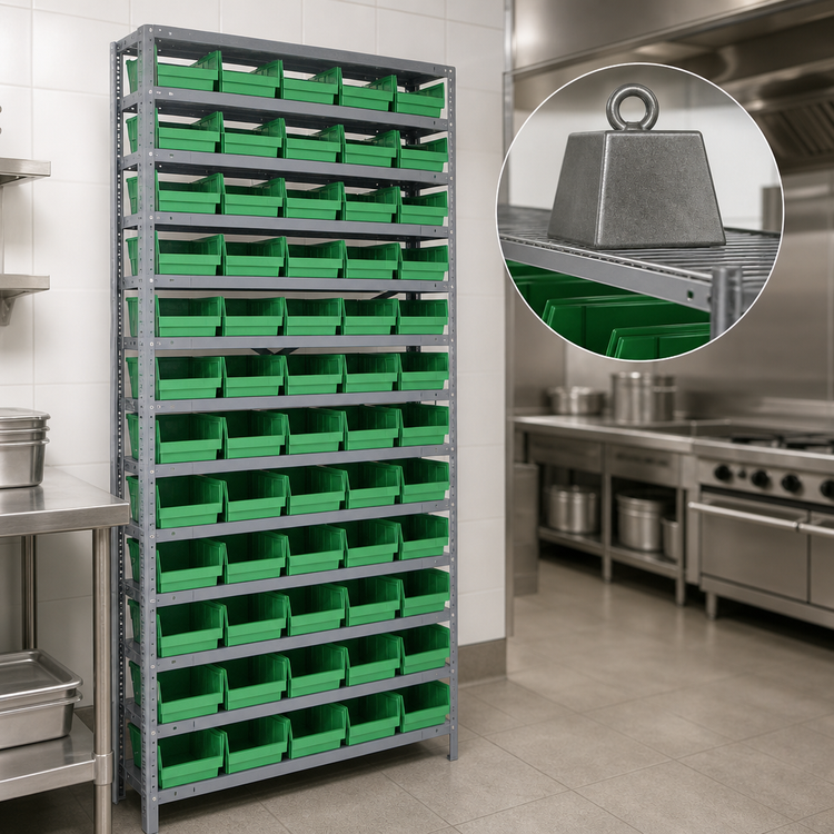 Product image #3 for Quantum Heavy-Duty Stationary Wire Shelving Unit with 13 Shelves and 60 Bins, 36 x 12 x 75 Inches