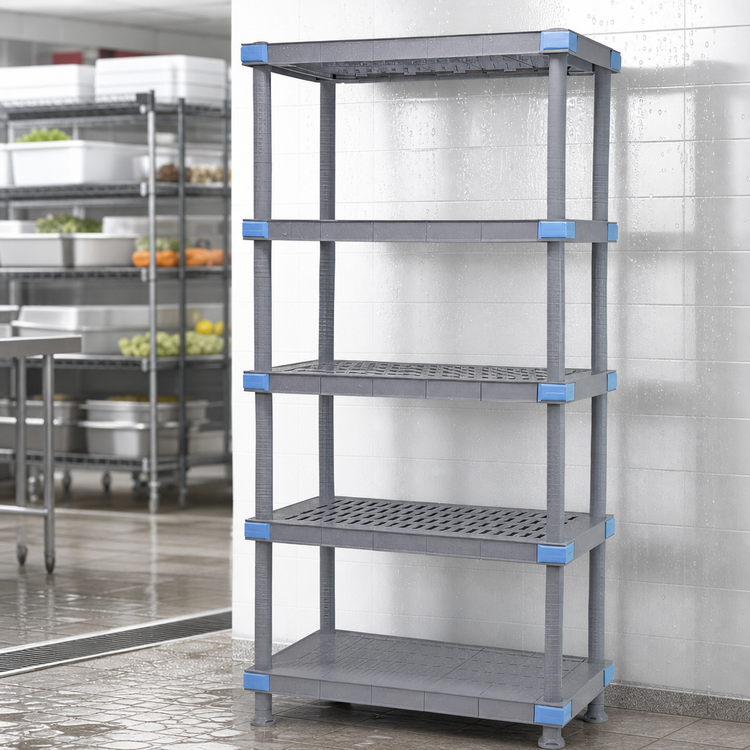 Product image #3 for Quantum Millenia 24" x 18" x 86" Gray Polymer Stationary Starter Shelving Unit with 5 Shelves