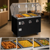 Thumbnail image #3 for Vollrath 2-Series Affordable Portable 3-Well Mobile Hot Food Station with Buffet Breath Guard and Enclosed Storage Base, Black, 208-240V