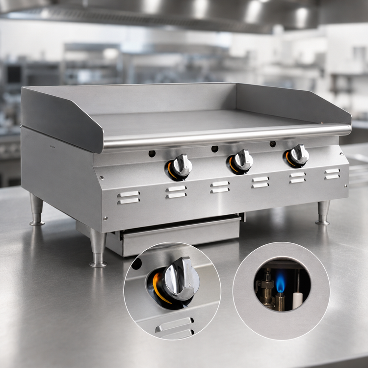 Product image #3 for RedHots Chef's Line Extra-Deep Countertop LP Gas Griddle, 15 Inch, Thermostatic Controls With Safety Pilots
