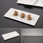 Thumbnail image #3 for American Metalcraft MEL189 Flat Rectangular Melamine Platter, White, 18-1/4" x 9" Case of 8