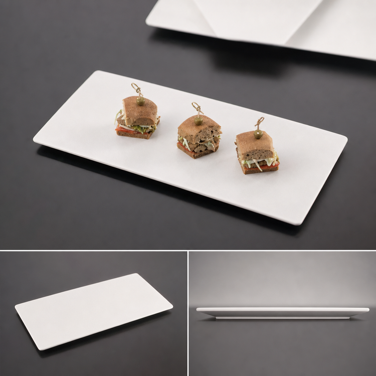 Product image #3 for American Metalcraft 18-1/4 Inch x 9 Inch Flat Rectangular Melamine Platter, White