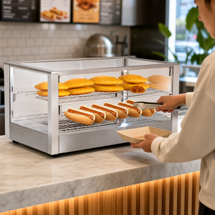 Product image #3 for Omcan Countertop Full/Self-Service Food Warmer and Display Case, 80 L, Stainless Steel, 110V