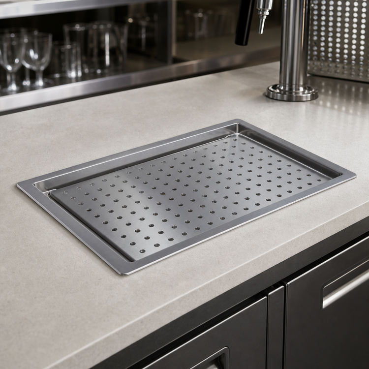 Product image #3 for Advance Tabco 18" x 42" Drop-In Countertop Stainless Steel Drain Pan with Removable Drip Tray