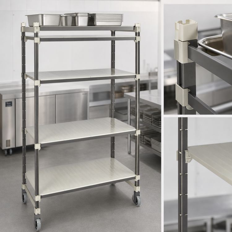 Product image #3 for Camshelving Elements XTRA High Density Top Rail 4-Shelf Solid Mobile Starter Unit, 21 x 48 x 80 Inches