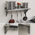 Thumbnail image #3 for Advance Tabco Wall-Mounted Stainless Steel Shelf with Pot Rack, 48 Inch W x 18 Inch D