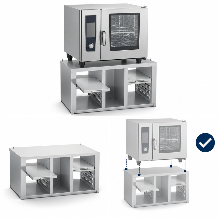 Product image #3 for RATIONAL Equipment Stand for Size 2-S Unit with Pull-Out Shelves