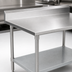 Thumbnail image #3 for John Boos Stallion 120-Inch W x 24-Inch D Stainless Steel Work Table with 5-Inch Backsplash and Galvanized Undershelf