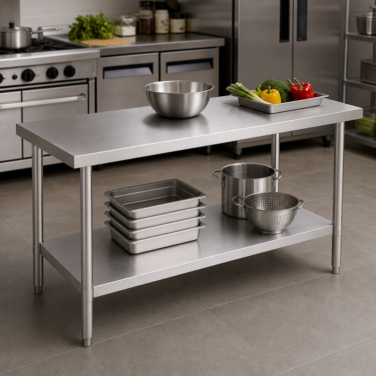 Product image #3 for John Boos Stallion Budget Stainless Steel Work Table, 60 x 18 Inches, Open Base with Adjustable Undershelf