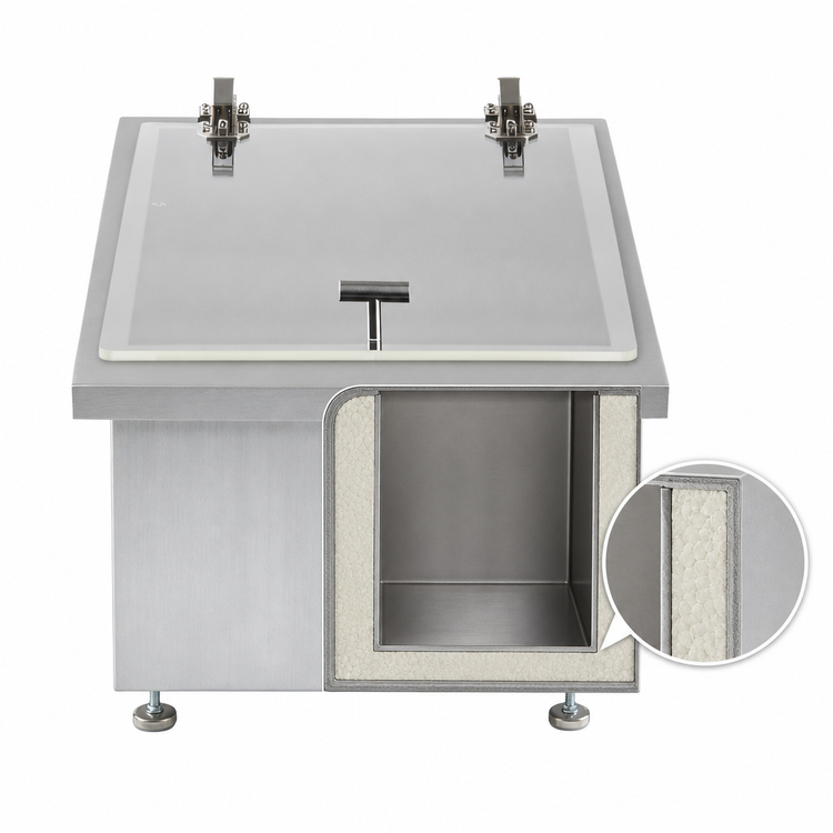 Product image #3 for Portable Insulated Single Ice Well with Clear Acrylic Lid, Brushed Aluminum