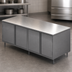 Thumbnail image #3 for BK Resources 96-Inch Stainless Steel Chef Table with Cabinet Base and Hinged Doors