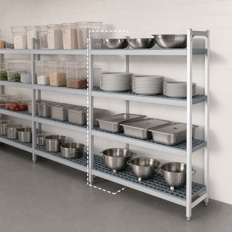 Product image #3 for Fermostock Modular 4-Tier Polymer Shelving Add-On Unit, 52W x 14D x 83H, 600 lb. per Shelf
