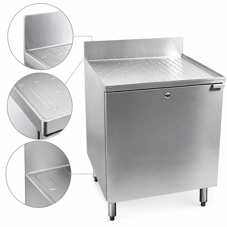 Product image #3 for CHOICE 42-Inch Stainless Steel Underbar Drainboard Cabinet Base with 2 Hinged Doors