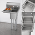 Thumbnail image #3 for KoolMore 1-Compartment Commercial Stainless Steel Sink with Left Drainboard, Backsplash, and Faucet Holes