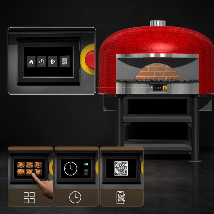 Product image #3 for Marra Forni Neapolitan NP90G Freestanding Round Gas-Fired Brick Pizza Oven with Programmable Touchscreen Controls