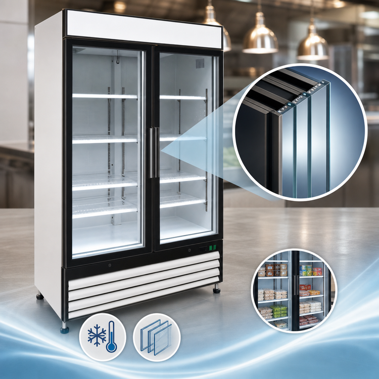 Product image #3 for Maxx Cold X-Series Two-Section Glass Door Merchandiser Freezer, 48 Cu. Ft., Bottom-Mounted Compressor