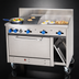 Thumbnail image #3 for Comstock-Castle 48-Inch Commercial Gas Combination Range with 2 Open Burners, 24-Inch Griddle, 12-Inch Charbroiler, Oven and Cabinet Base