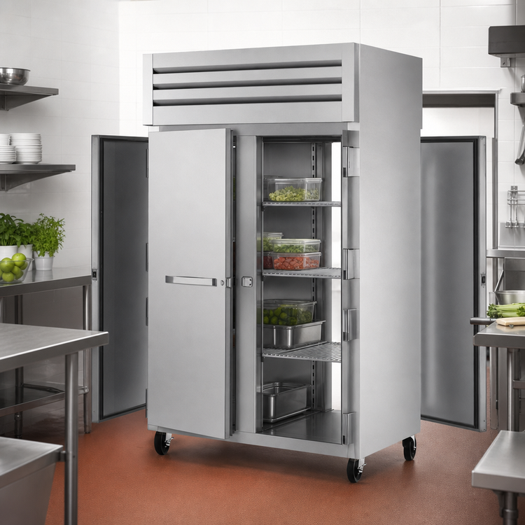 Product image #3 for True SPEC SERIES Two-Section Pass-Thru Reach-In Refrigerator with Locking Front and Rear Doors
