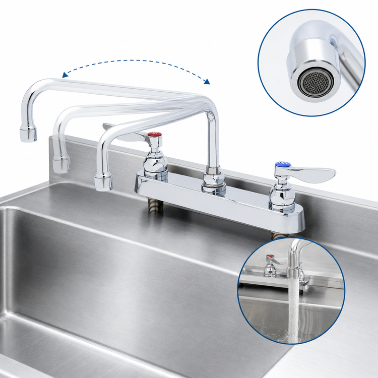 Product image #3 for T&S Brass B-1122 Deck-Mount Workboard Faucet with 10-Inch Swing Nozzle and Lever Handles