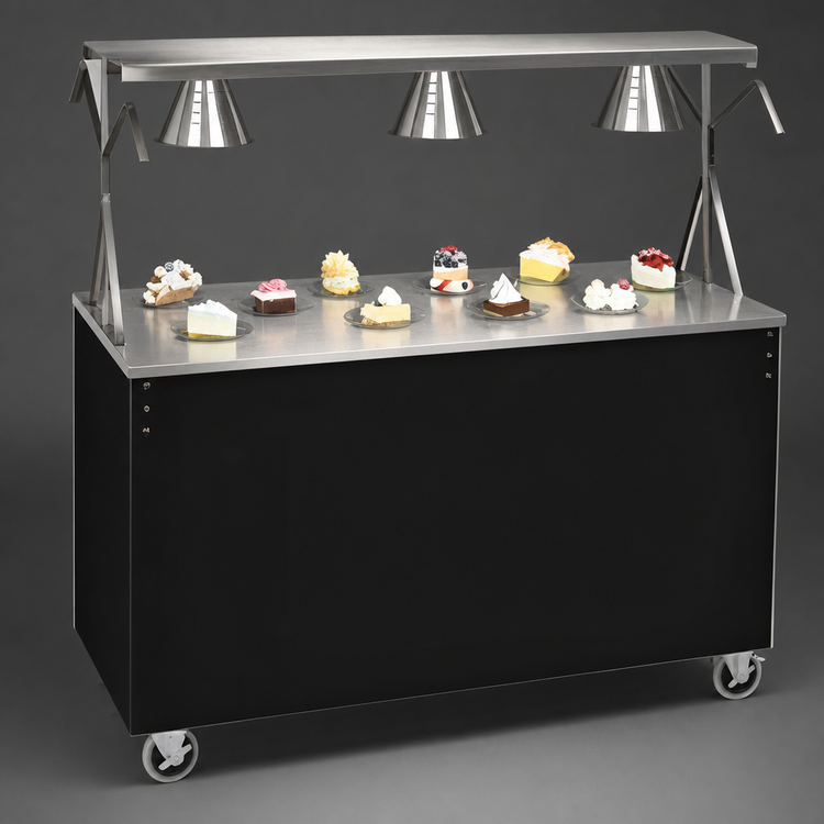 Product image #3 for Vollrath 2-Series Affordable Portable™ 46 Inch Mobile Utility Station, Stainless Steel Top, Buffet Breath Guard, Open Storage Base