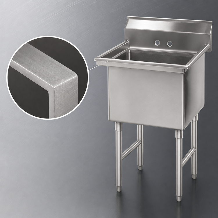 Product image #3 for Advance Tabco Special Value Series Floor Model 1-Compartment Fabricated Sink with Legs, No Drainboards, 18 x 18 x 14 Bowl