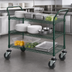 Thumbnail image #3 for Quantum 48 Inch x 24 Inch 3-Shelf Wire Utility Bus Cart, 1,200 lb. Capacity, Green Epoxy Antimicrobial Finish