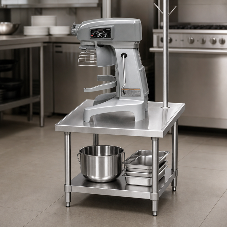 Product image #3 for 24-Inch Stainless Steel Equipment Stand with Utensil Rack and Adjustable Undershelf