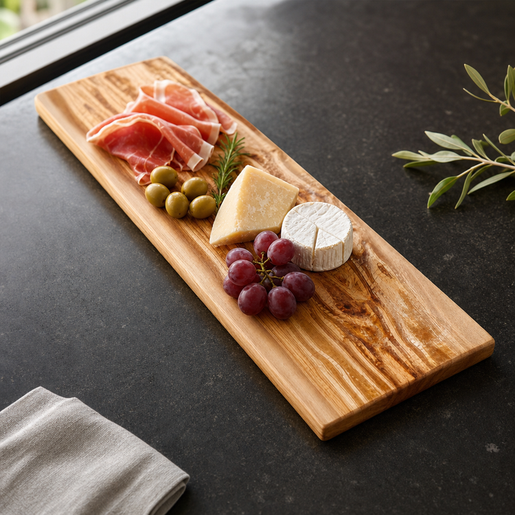 Product image #3 for American Metalcraft Large Olive Wood Rectangular Serving Board, 20 x 8 x 3/4 Inch, Straight Edge