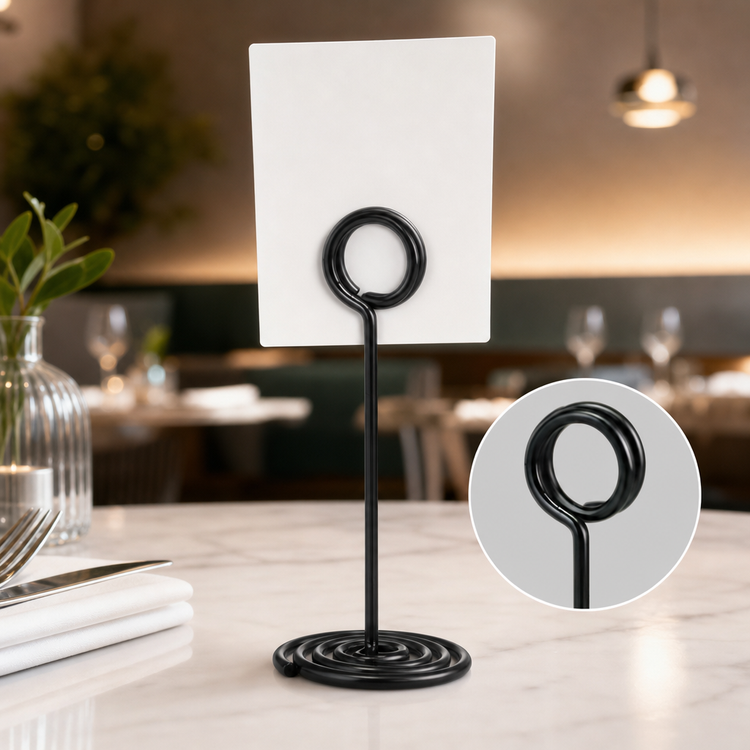 Product image #3 for 4-Inch Black Wire Loop Table Number Stand with Round Swirl Base