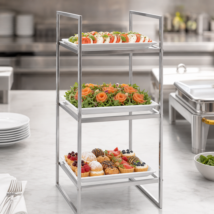 Product image #4 for American Metalcraft Three-Tier Stainless Steel Modular Buffet Riser, 25-1/2-Inch High