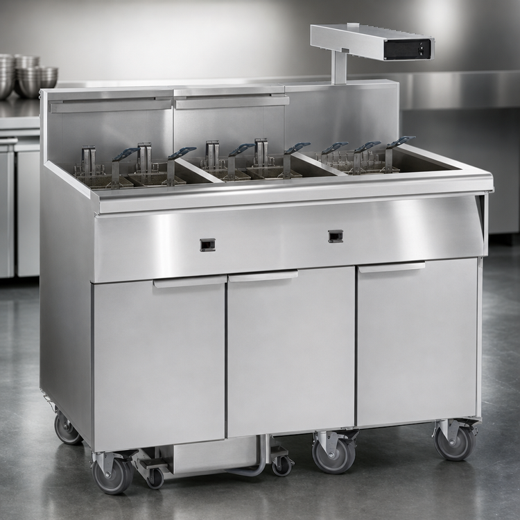 Product image #3 for Imperial Electric Floor Model 5-Tank Fryer with Built-In Filter System and Dump Station
