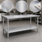 Thumbnail image #3 for Duke Manufacturing 314S-3672 Stainless Steel Work Table, 72 x 36 x 36 Inches, 14-Gauge 300-Series Top, Undershelf, Flat Top