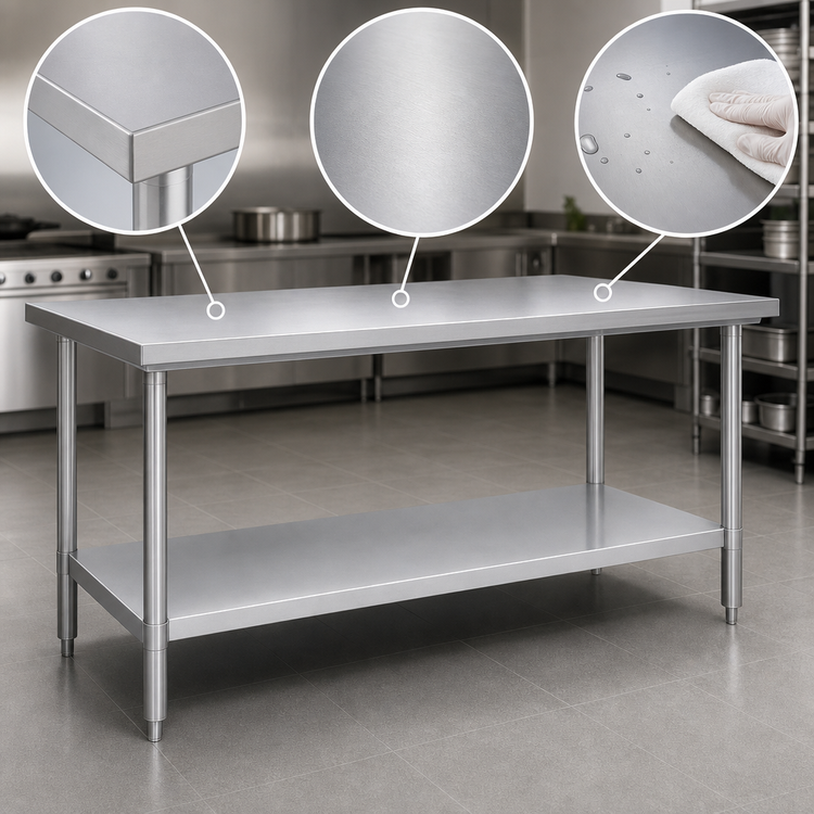 Product image #3 for Duke Stainless Steel Work Table with Undershelf and Posts, 72 x 36 x 36 Inches